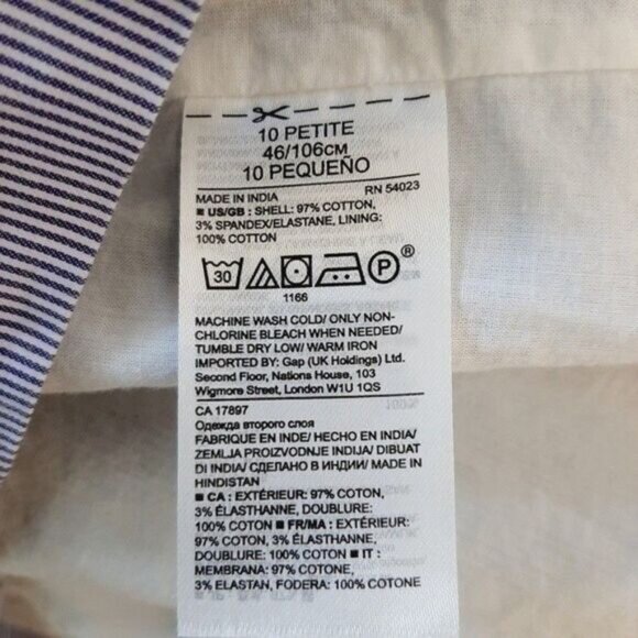 BANANA REPUBLIC | Sleeveless Bow Neck Shift Dress Stripe Blue & White 10 Petite - Picture 10 of 10